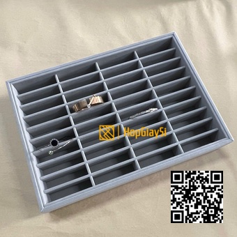  Khay Trưng Bày Trang Sức Vòng Tay 40 Ngăn size 35.3x25.3x5.2cm Màu Xám