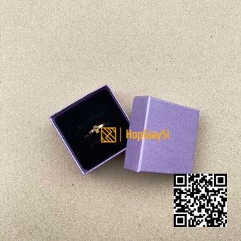 Hộp Nhẫn Giấy Màu Tím Nắp Rời  Size 6 x 6 x 3.2cm 