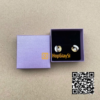 Hộp Bộ Trang Sức Nắp Rời Màu Tím  Size 7.3 x 7.3 x 3.2cm