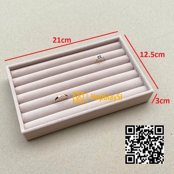 Khay Nhung Đựng Trang Sức Cao Cấp ( mã : K12) Size 21 x 12.5 x 3cm Màu Kem Hột Gà