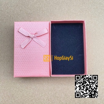 Hộp đựng trang sức dây chuyền giá rẻ màu hồng tổ ông nơ hồng