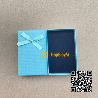 Hộp đựng trang sức dây chuyền giá rẻ màu xanh ngọc tổ ông nơ xanh ngọc