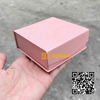 Hộp Trang Sức Nam Châm Cao Cấp Màu Hồng Size 9 x 9 x 3.5cm
