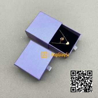 Hộp Đựng Trang Sức Ngăn Kéo Cao Cấp Size 7.5 x 7.5 x 3.5cm Màu Tím