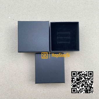 Hộp Nhẫn Giá Rẻ Giấy Đen Vân Caro  Size 6 x 6 x 3.2cm