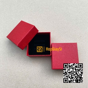 Hộp Nhẫn Giấy Nắp Rời  Size 6 x 6 x 3.2cm Đỏ Da Mới