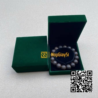 Hộp Vòng Tay Nhung Nắp Bật Cao Cấp Màu Xanh Lá ( Ruột cung tròn ) Size 9 x 8.6 x 4cm