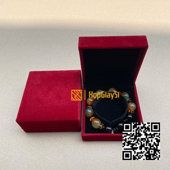 Hộp Vòng Tay Nhung Nắp Bật Cao Cấp Màu Đỏ Đô ( Ruột cung tròn ) Size 9 x 8.6 x 4cm