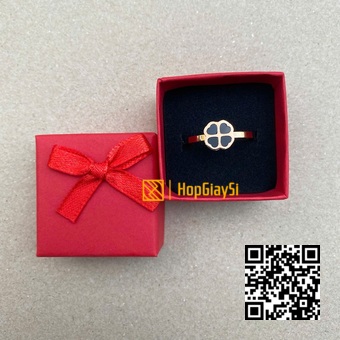 Hộp Nhẫn (có nơ) Size 4 x 4 x 3cm màu đỏ nhám