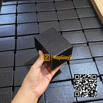 Hộp Đồng Hồ Lớn Giấy Giả Da Cá Sấu Màu Đen - Size 9.5 x 7 x 7cm