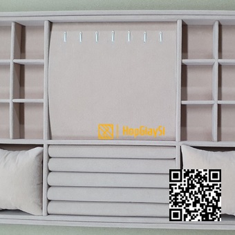 Khay gổ đựng trang sức (mã K2L3) size  màu kem