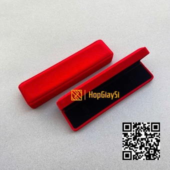 Hộp Đựng Lắc Tay Bật Nhung Cao Cấp (góc tròn) Size 23 x 6cm Màu Đỏ Tươi
