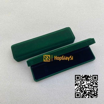 Hộp Đựng Lắc Tay Bật Nhung Cao Cấp (góc tròn) Size 23 x 6cm Màu Xanh Lá
