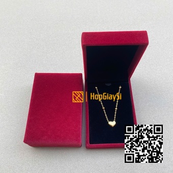 Hộp Dây Chuyền Nhung Cao Cấp Màu Đỏ Đô  Size 10 x 7 x 3.5cm