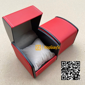 Hộp Đồng Hồ Simily Cao Cấp Màu Đỏ Tươi Lót Xám Size 10 x 8 x 8cm