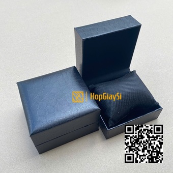 Hộp Đồng Hồ Nắp Bật  Màu Đen Vân Da Cá Sấu Size 10 x 10 x 6cm