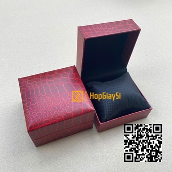 Hộp Đồng Hồ Nắp Bật  Màu Đỏ Vân Da Cá Sấu Size 10 x 10 x 6cm