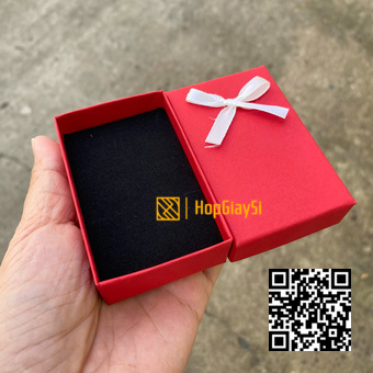 Hộp Đựng Trang Sức Dây Chuyền Giá Rẻ Màu Đỏ Nhám Nơ Trắng